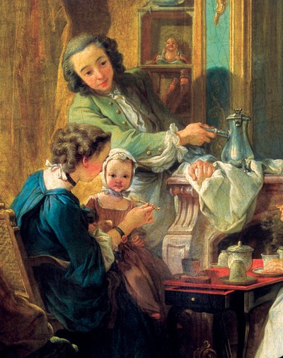 Scena obiadowa we wnętrzu mieszczańskim, detal 1739 (olej na płótnie) autorstwa François Boucher