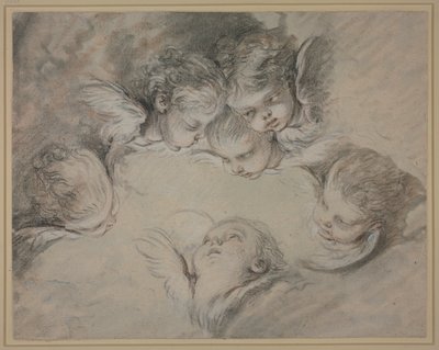 Sześć głów aniołów w chmurach autorstwa François Boucher