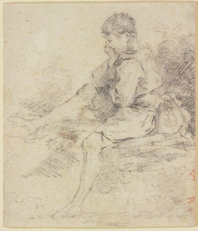 Siedzący chłopiec z gołymi nogami autorstwa François Boucher