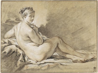 Studium aktu kobiecego - Francois Boucher (1703-1770). Sangwina, czarno-biała kreda na papierze autorstwa François Boucher