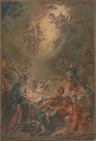 Adoracja pasterzy autorstwa François Boucher