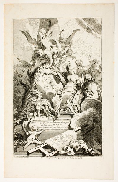 Gracje na nagrobku Watteau autorstwa François Boucher