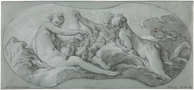 Trzy Gracje bawiące się z Kupidynem autorstwa François Boucher