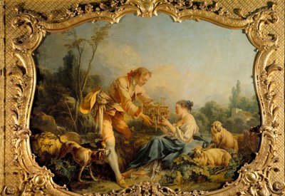 Zadowolone duszpasterska scena duszpasterska. Obraz Francois Bouchera (1703-1770) 1737 Paryż, Archives nationales autorstwa François Boucher