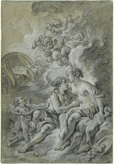Wenus oparta o swojego ukochanego Adonisa... autorstwa François Boucher