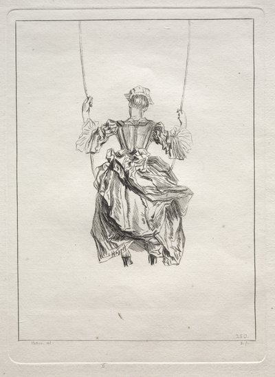 Kobieta na huśtawce, widziana z tyłu autorstwa François Boucher