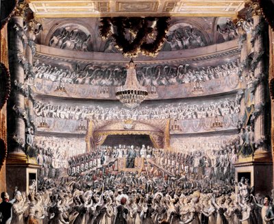 Ludwik XVIII (1755-1824) uczęszcza do teatru Odeon na przyjęciu wydanym przez Gwardię Narodową Paryża w 1819 Rysunek Francois Buffet (1789-1843) Nd. 36x44 cm Wersal, musee du cheau autorstwa Francois Buffet