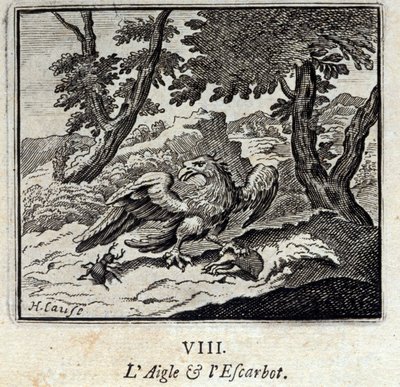Orzeł i ślimak. Bajki Jean de La Fontaine (1621-95). Ilustracja Francois Chauveau (1613-1676). Wydanie z 1728 r. autorstwa Francois Chauveau