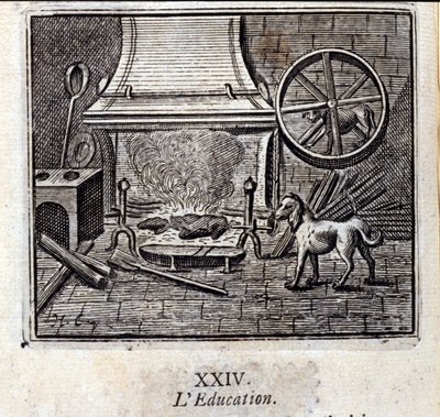 Edukacja. Bajki Jean de La Fontaine (1621-95). Ilustracja Francois Chauveau (1613-1676). Wydanie z 1728 r. autorstwa Francois Chauveau