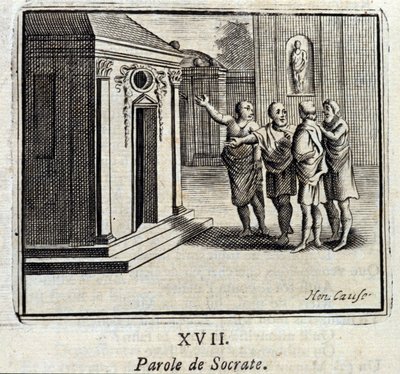 Słowo Sokratesa. Bajki Jean de La Fontaine (1621-95). Ilustracja François Chauveau (1613-1676). Wydanie z 1728 r. autorstwa Francois Chauveau