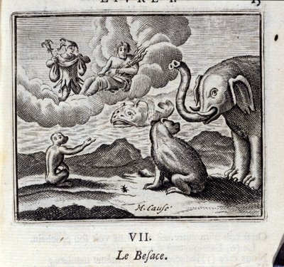 Torba. Bajki Jean de La Fontaine (1621-95). Ilustracja François Chauveau (1613-1676). Wydanie z 1728 r. autorstwa Francois Chauveau