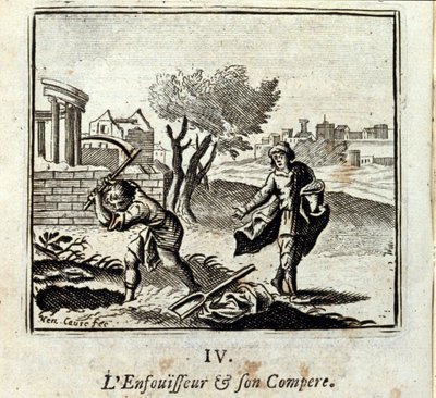 Palnik i jego konkurencja. Bajki Jean de La Fontaine (1621-95). Ilustracja Francois Chauveau (1613-1676). Wydanie z 1728 r. autorstwa Francois Chauveau