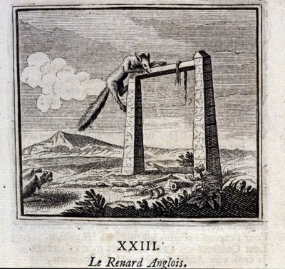 Lis angielski. Bajki Jean de La Fontaine (1621-95). Ilustracja François Chauveau (1613-1676). Wydanie z 1728 r. autorstwa Francois Chauveau