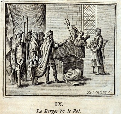 Pasterz i Król. Bajki Jean de La Fontaine (1621-95). Ilustracja François Chauveau (1613-1676). Wydanie z 1728 r. autorstwa Francois Chauveau