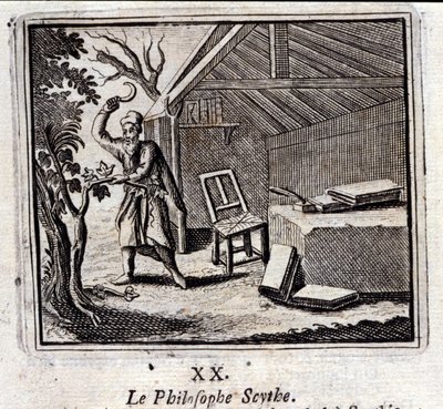 Filozofująca Kosa. Bajki Jean de La Fontaine (1621-95). Ilustracja François Chauveau (1613-1676). Wydanie z 1728 r. autorstwa Francois Chauveau