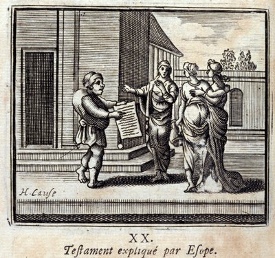 Will wyjaśniony przez Ezopa. Bajki Jean de La Fontaine (1621-95). Ilustracja Francois Chauveau (1613-1676). Wydanie z 1728 r. autorstwa Francois Chauveau