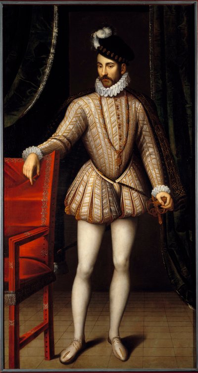 Portret u stóp króla Francji Karola IX (1550 - 1574). Obraz Francois Cloueta (1515-1572) autorstwa François Clouet