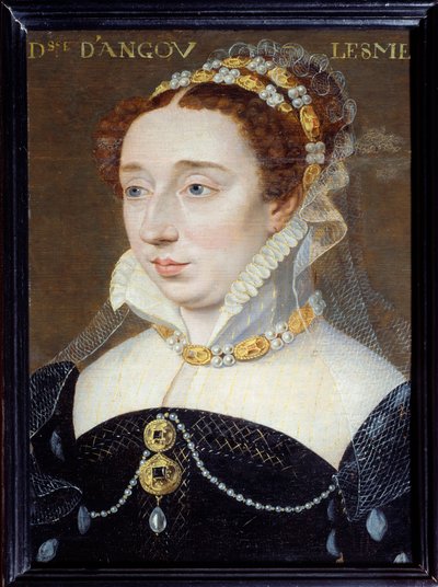 Portret Diany z Francji, księżnej Angouleme (1538-1619), prawowitej córki Henryka IV Obraz Francois Cloueta (1515-1572) XVI w. Słońce. 0,31x0,23 m Paryż, Musee Carnavalet autorstwa François Clouet