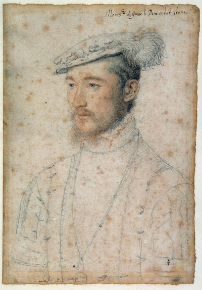 Portret François de Lorraine, księcia Guise (1520-1563). Rysunek krwi i czarnego kamienia – Clouet Francois (1515-1572) autorstwa François Clouet