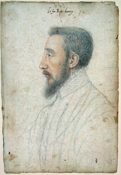 Portret Henryka II, króla Francji (1519-1559), około 1547. Rysunek krwi i czarnego kamienia przez Cloueta Francois (1515-1572) autorstwa François Clouet
