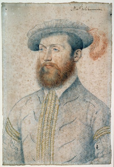 Portret Jeana Du Plessisa, Lorda Bourgonniere (1525-1594). Rysowanie krwi i czarnego kamienia – Francois Clouet (1515-1572) autorstwa François Clouet