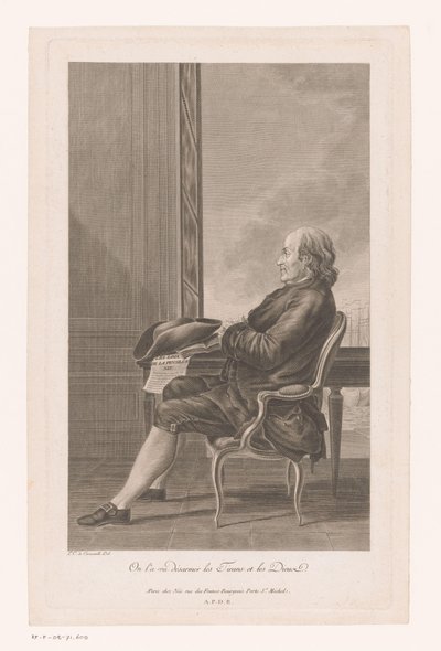 Portret Benjamina Franklina i profil siedzący na krześle autorstwa Francois Denis Nee