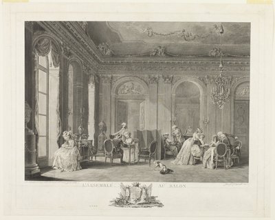 Zgromadzenie w salonie autorstwa Francois Dequevauviller