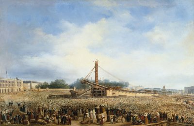 Wzniesienie obelisku Louqsora na Place de la Concorde, 25 października autorstwa Francois Dubois