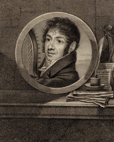 Portret harfisty i kompozytora Jeana-Aimé Verniera 1769-1840 , ok. 1930 r. 1800. autorstwa Francois Dumont