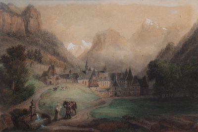 La Grande Chartreuse 1869 (akwarela na papierze) autorstwa Francois Edme Ricois