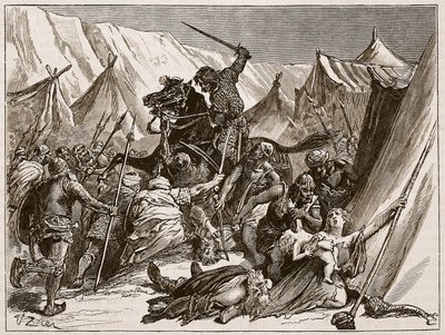 Robert z Normandii zbierający krzyżowców, ilustracja z „Ilustrowanej historii Anglii Cassella” (zdjęcie w sepii) autorstwa Francois Edouard Zier