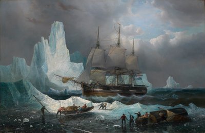 HMS "Erebus" w lodzie autorstwa Francois Etienne Musin