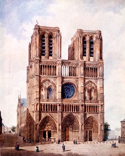 Fasada katedry Notre Dame w Paryżu Obraz Francois Etienne Villeret (ok. 1800-1866) XIX-wieczny Paryż, Musee Carnavalet autorstwa Francois Etienne Villeret