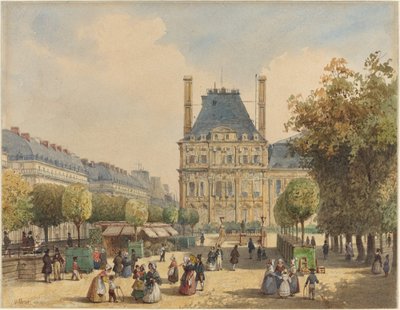 Rue de Rivoli i Pavillon Marsan autorstwa Francois Etienne Villeret