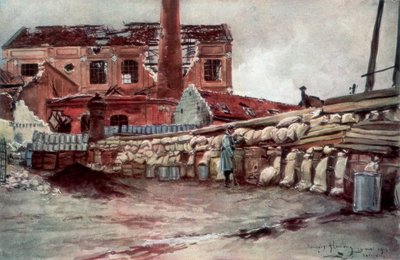 Factory Barricade, Soissons, Francja, 20 maja 1915, 1926. autorstwa Francois Flameng