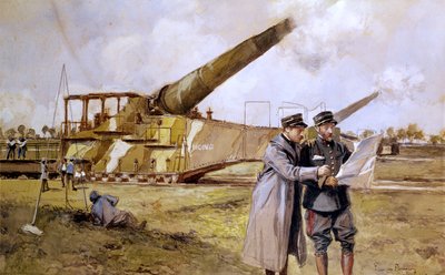 Ciężka artyleria na kolei, październik 1916 autorstwa Francois Flameng