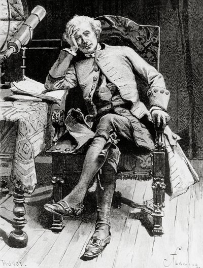 Retrato de Guy Mannering, personagem principal de Guy Mannering ou Astrólogo, romance de Walter Scott (1771-1832), gravura após desenho de François Flameng (1856-1923), da edição parisiense polonês autorstwa Francois Flameng