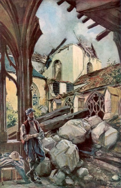 Klasztor i katedra w Verdun, Francja, czerwiec 1916, 1926. autorstwa Francois Flameng
