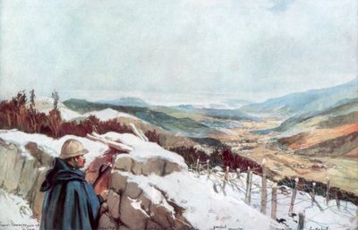 Okopy Z widokiem na dolinę Munster z Renem w oddali, styczeń 1916, 1926. autorstwa Francois Flameng