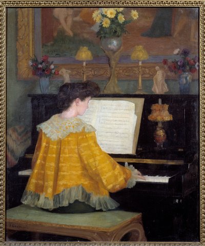 Młoda dziewczyna przy fortepianie Obraz Francois Gauzi (1862-1933) 1904 Tuluza, musee des Augustins - Młoda kobieta przy fortepianie. Obraz Francois Gauzi (1862-1933) autorstwa Francois Gauzi