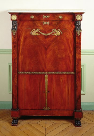 Biurko z pokrywą (złoto, mahoń, marmur i brąz) autorstwa Francois H. G. attr. to Jacob Desmalter