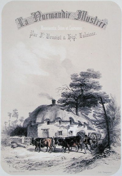 Frontyspis rozdziału o regionie Orne w Normandii, z „La Normandie Illustree”, ryty przez Charpentiera, opublikowany w Nantes 1852 (rycina) autorstwa Francois Hippolyte (after) Lalaisse