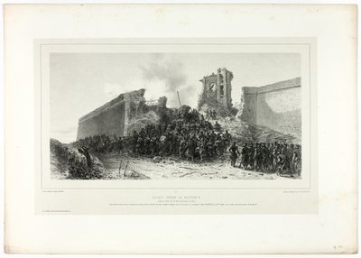 Szturm na bastion nr 8, z Pamiątek Włoch: Wyprawa Rzymska autorstwa Francois Hippolyte Lalaisse