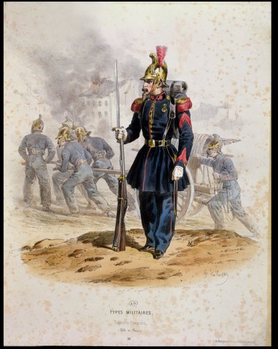 Paryscy strażacy (Sapeurs-Pompiers) 1860 autorstwa Francois Hippolyte Lalaisse