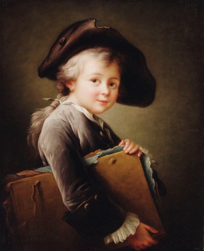 Młody chłopiec trzymający tekę, 1760 autorstwa Francois Hubert Drouais