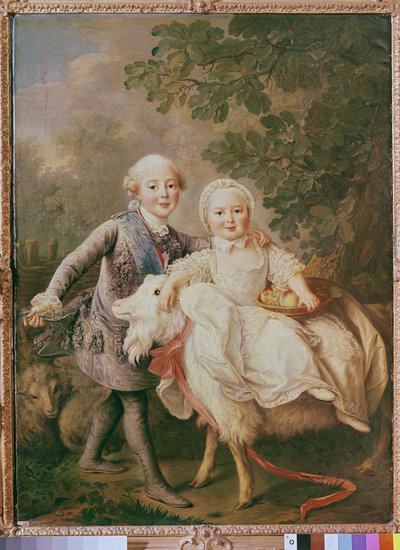 Karol francuski (1757-1836) hrabia Artois i jego siostra Clothide (1759-1802) 1763-64 autorstwa Francois Hubert Drouais
