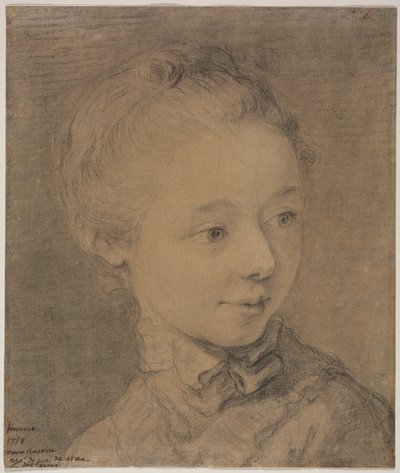 Głowa młodej dziewczyny skręcającej w prawo, 1758. autorstwa Francois Hubert Drouais