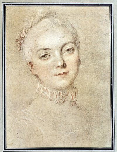 Portret Jeanne Becu, hrabiny (lub Madame) Barry (1743-1793) - rysunek François Drouais autorstwa Francois Hubert Drouais