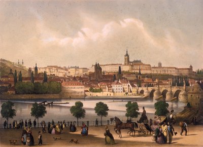 Widok na Małą Dzielnicę i Zamek Praski Hradczany, ok.1845 autorstwa Francois Joseph Sandmann