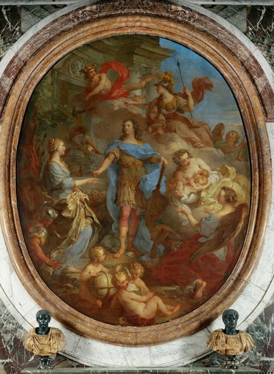 Król Ludwik XV przynoszący pokój Europie (obraz na płótnie) autorstwa Francois Lemoyne